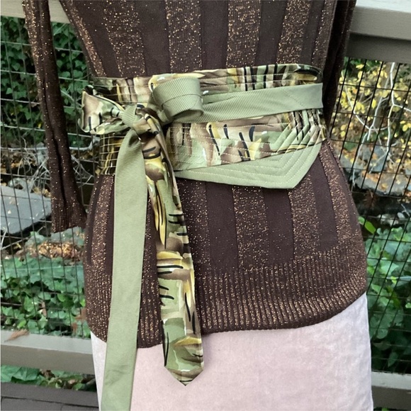 Obi Japanese style Wrap belt handcrafted silk ties upcycled department tile NFS - Picture 11 of 16